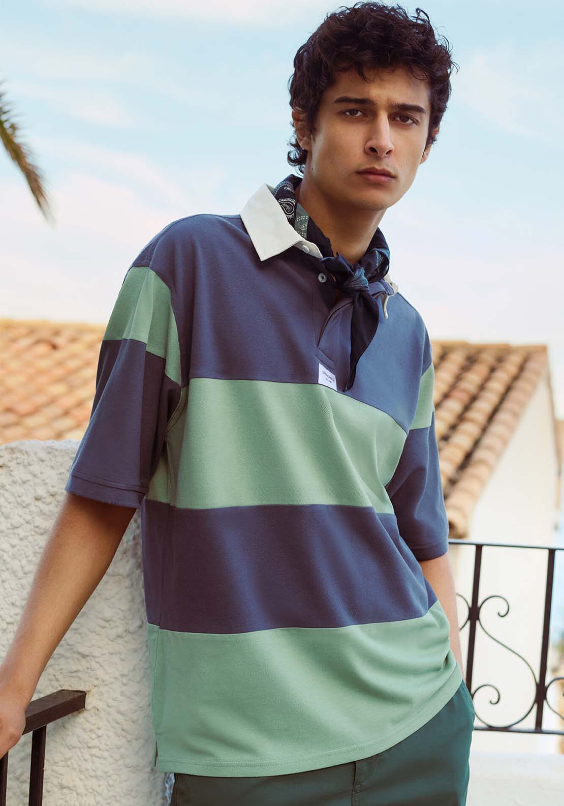 Springfield Boxy Fit Rugby Piqué Polo - Green 4 Shaws Department Stores