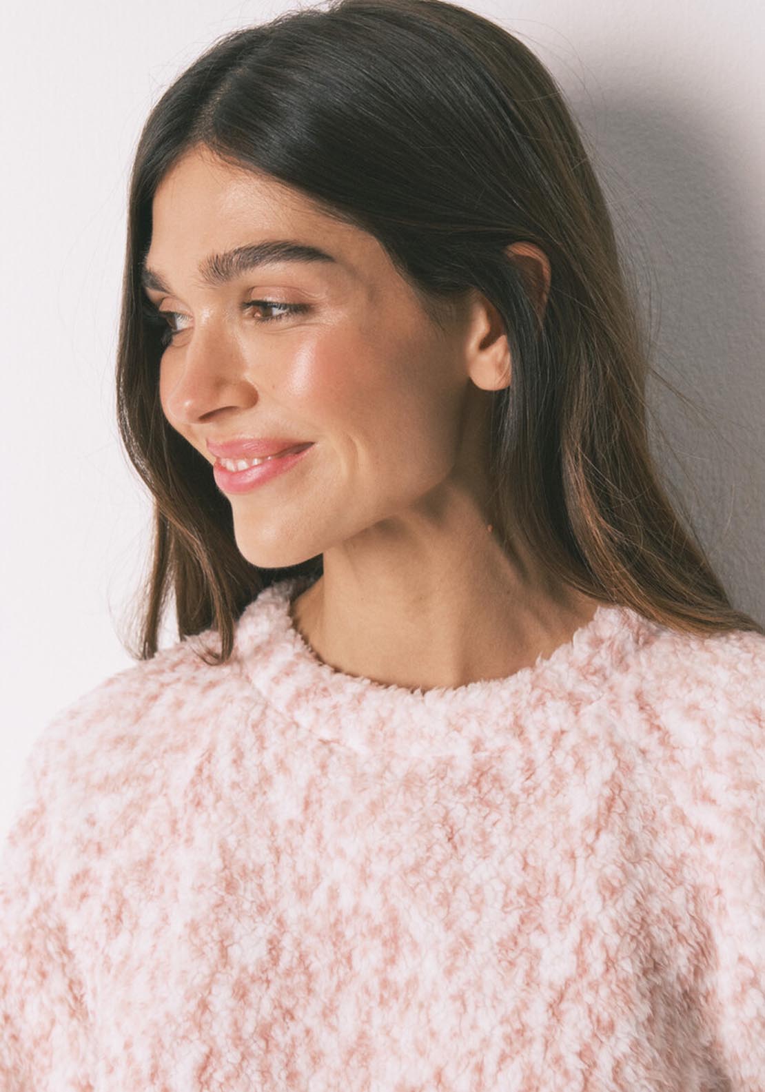 Long Pyjamas Faux Shearling Pink - Pink