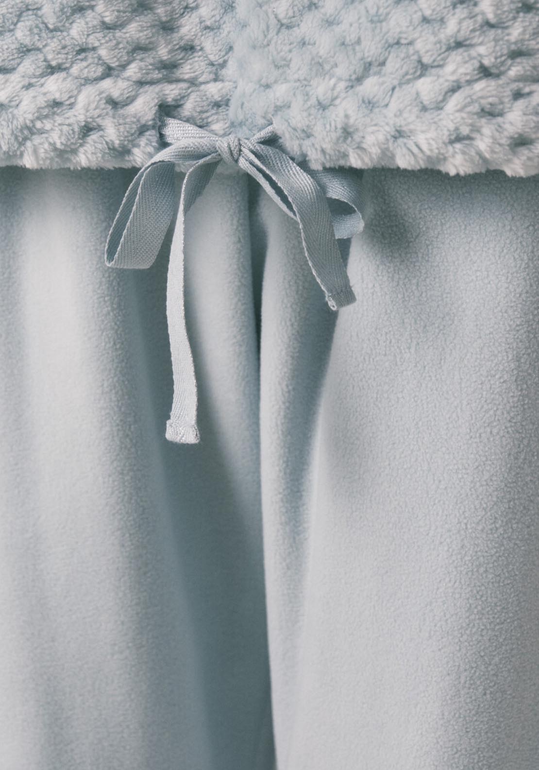 Long Green Fleece Border Print Pyjamas - White