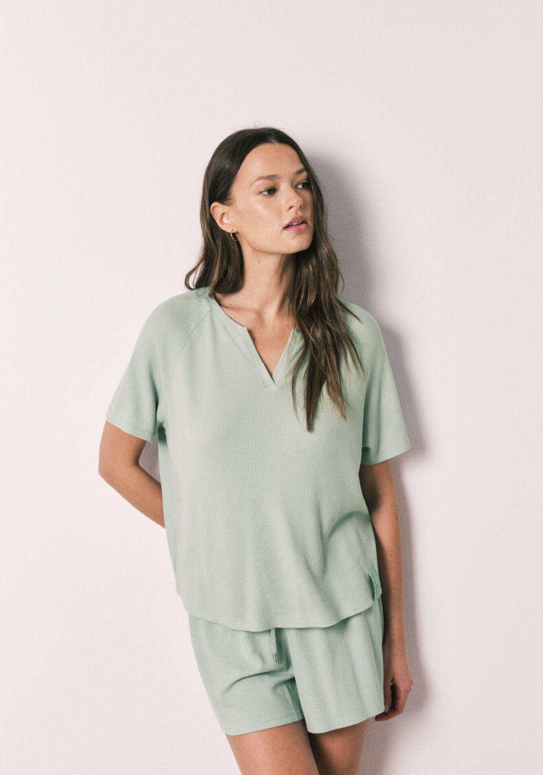 Viscose Waffle Knit Short Pyjamas - Green