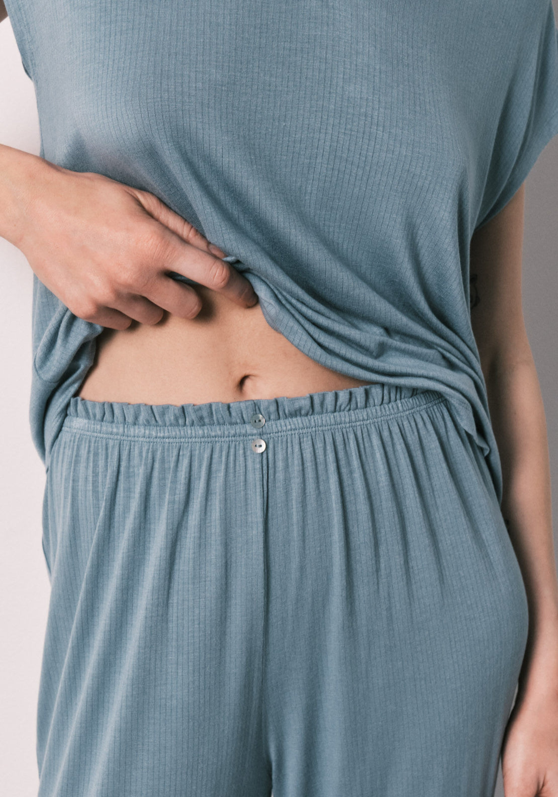 Viscose Soft Touch Capri Pyjamas - Blue