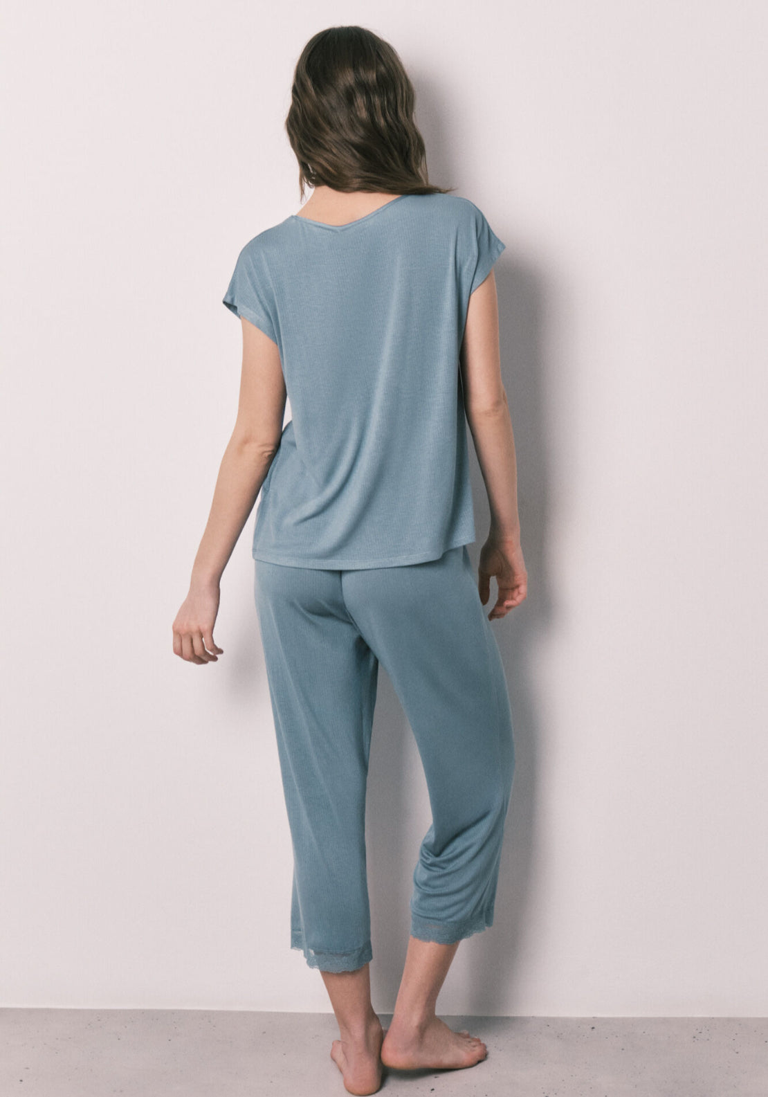 Viscose Soft Touch Capri Pyjamas - Blue