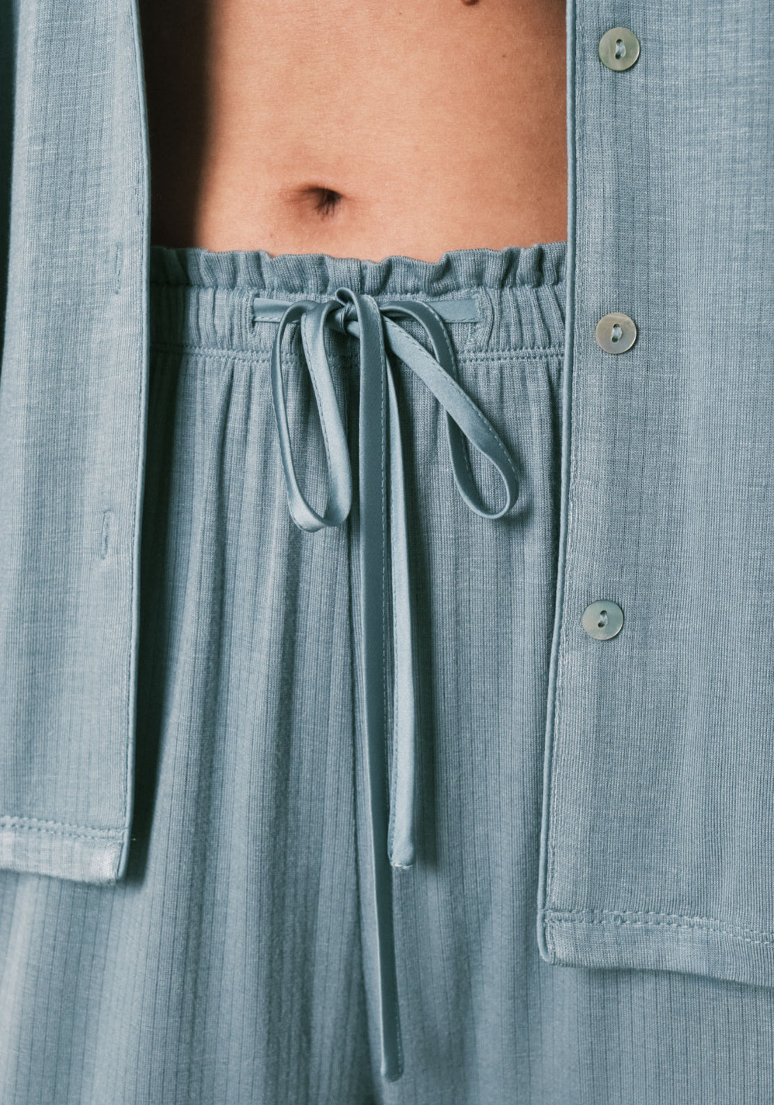 Viscose Soft Touch Capri Classic Pyjamas - Blue