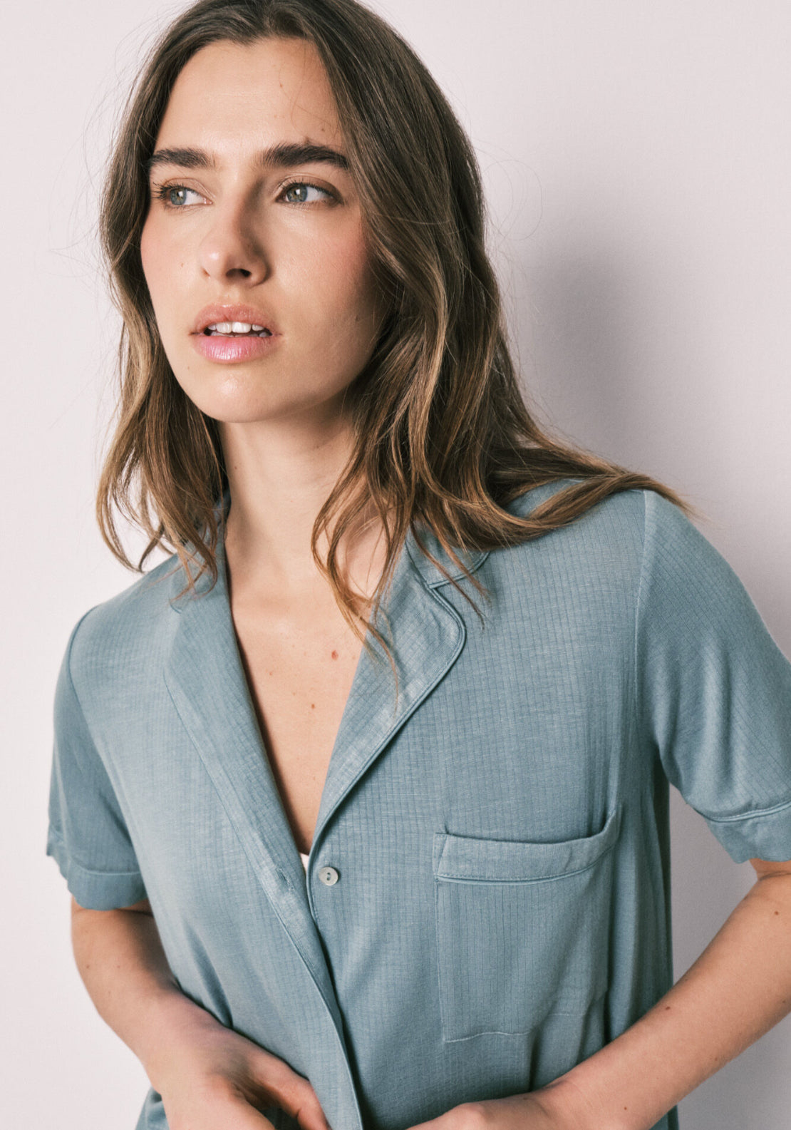 Viscose Soft Touch Capri Classic Pyjamas - Blue