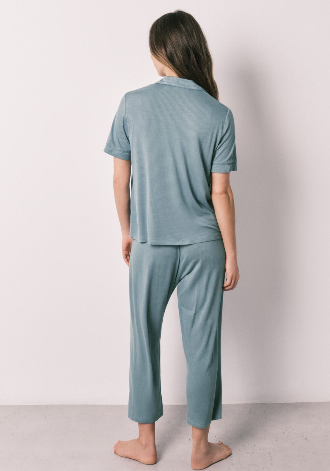 Viscose Soft Touch Capri Classic Pyjamas - Blue