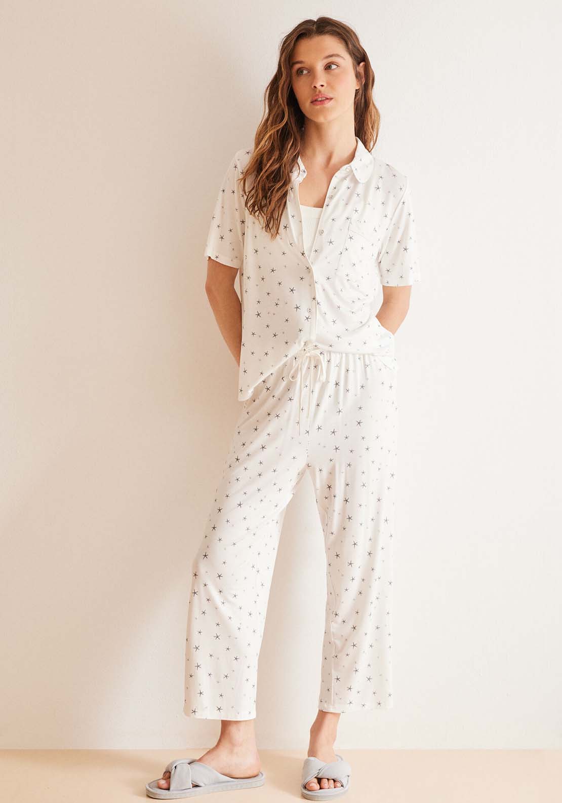 Womens Secret Ivory Capri classic pyjama - White 1 Shaws Department Stores