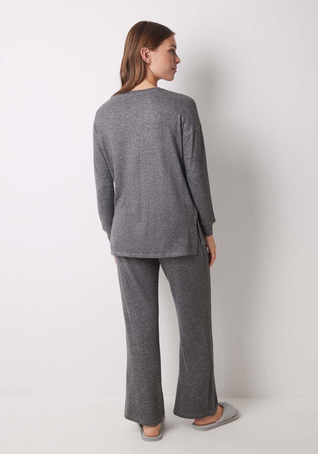 Womens Secret Dark grey knitted long set - Grey 3 Shaws Department Stores