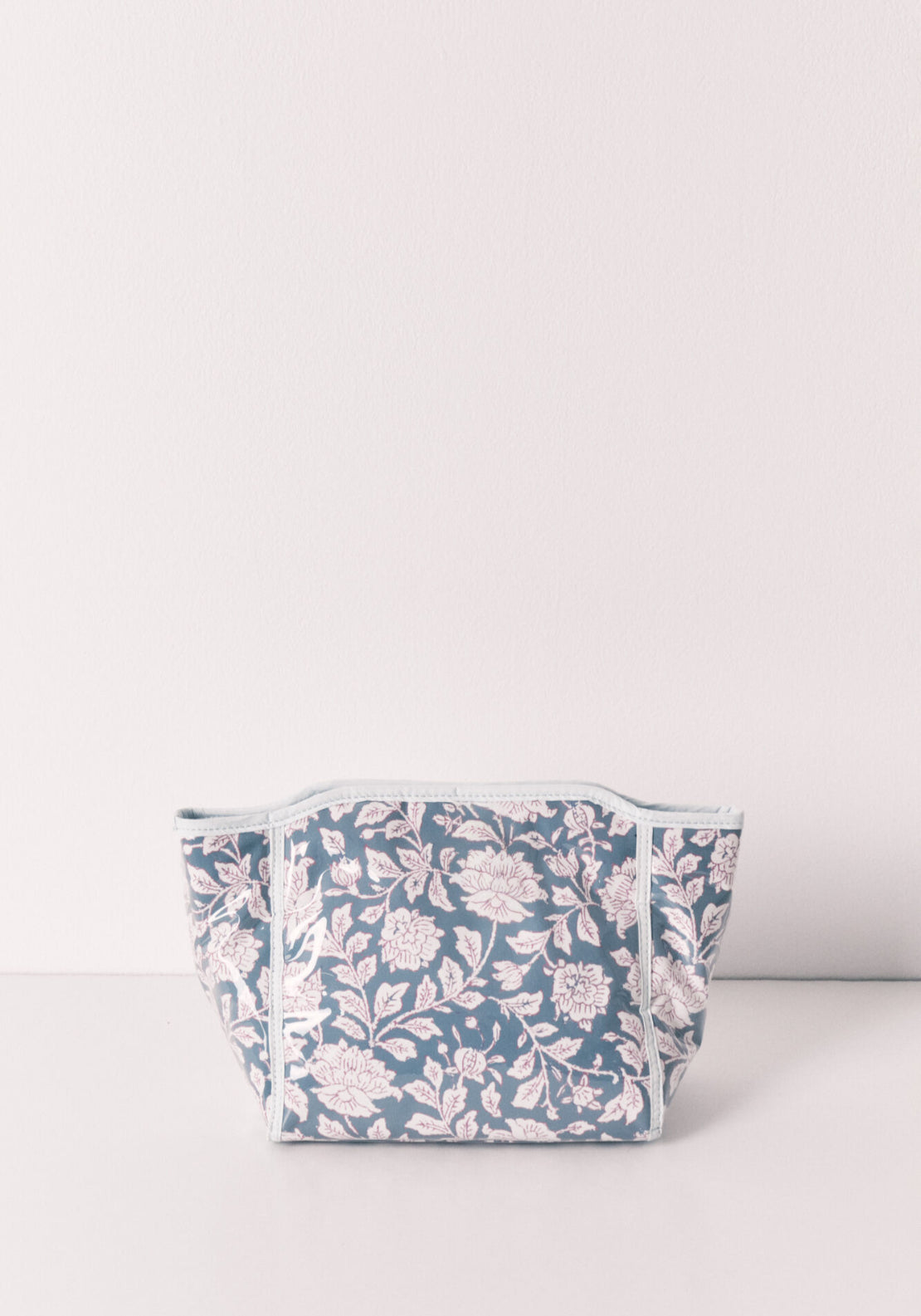 Blue Medium Floral Print Vanity Case - Multicolour