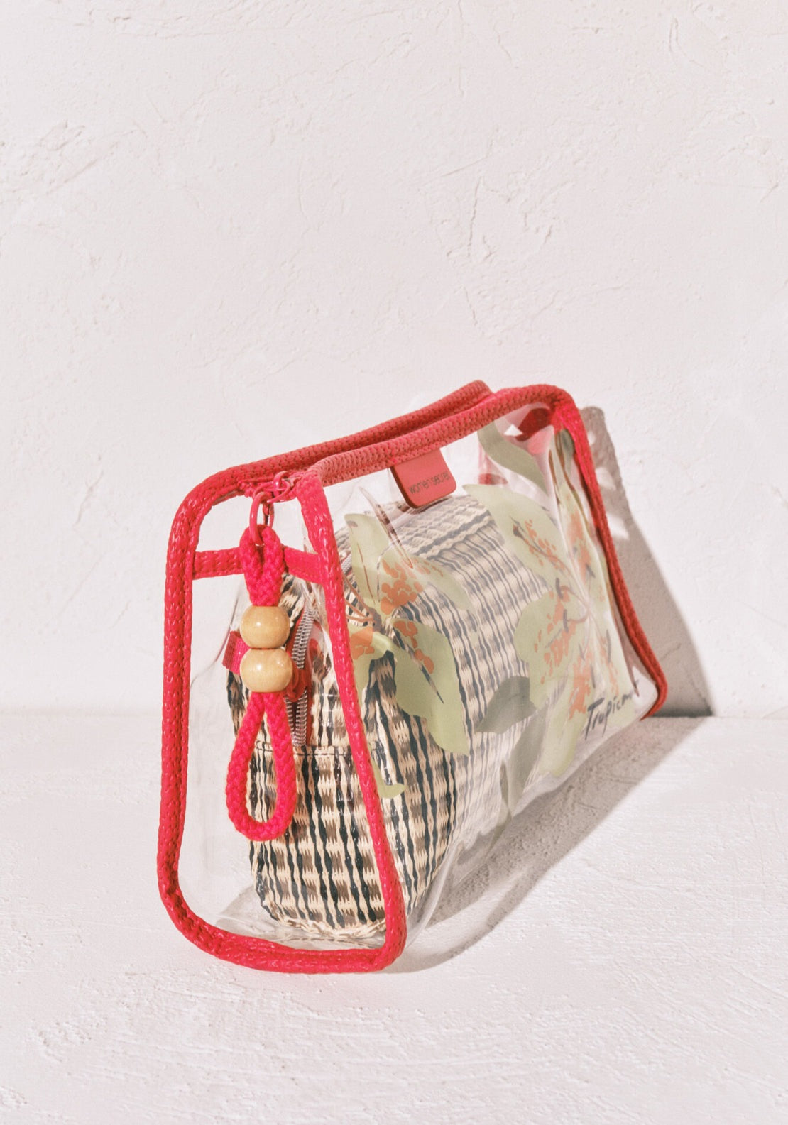 Transparent &amp; Raffia Vanity Case Pack - Green