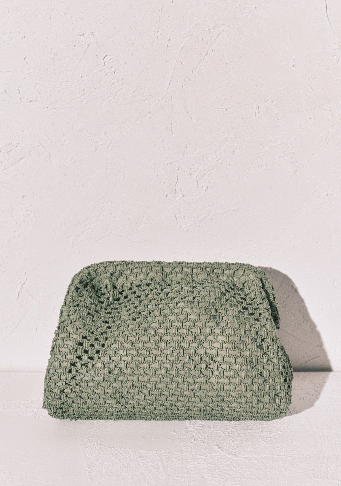 Large Raffia Floral Vanity Case - Green