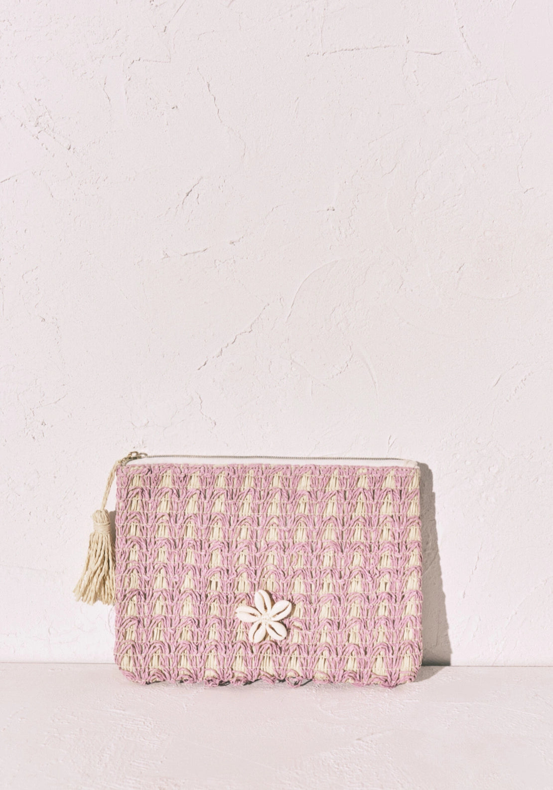 Raffia Small Vanity Case - Beige