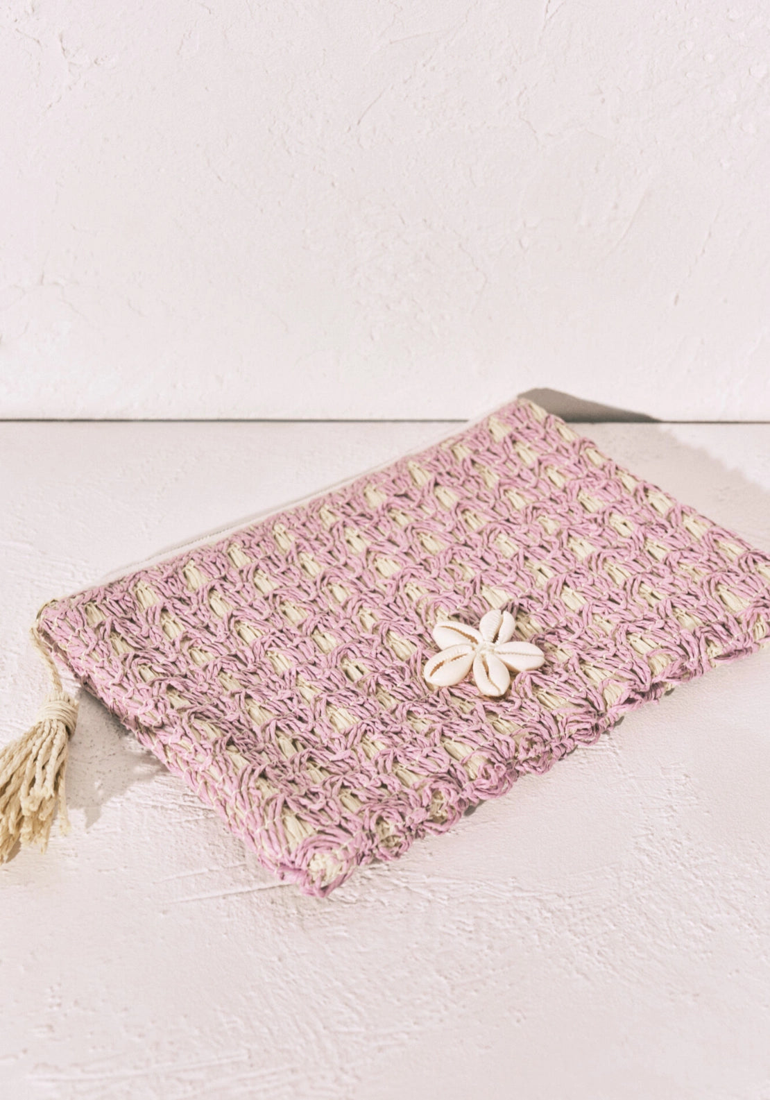 Raffia Small Vanity Case - Beige