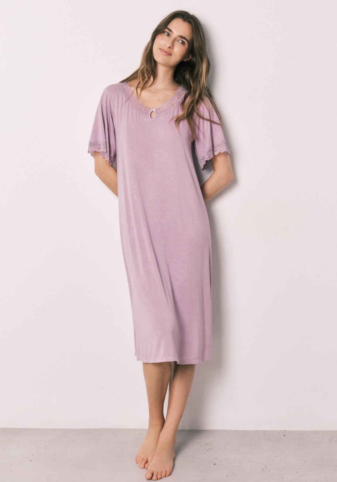 Viscose Soft Touch Long Nightgown - Pink