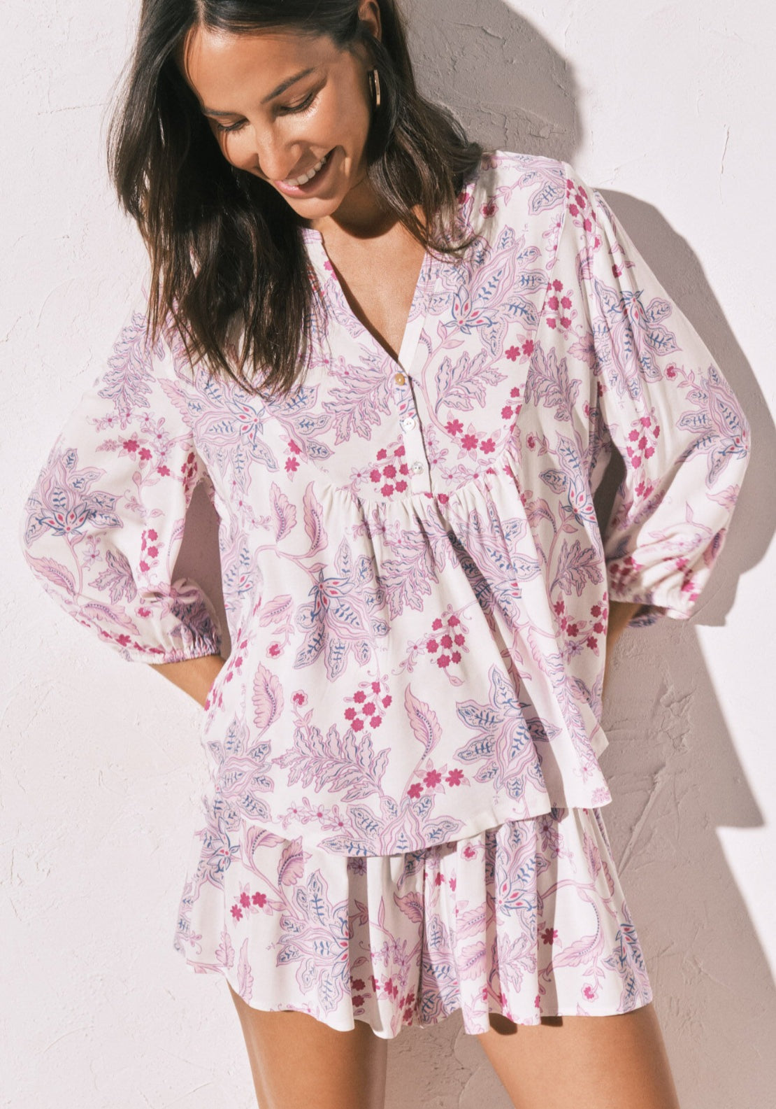 Printed Skirt &amp; Camisole Set - White