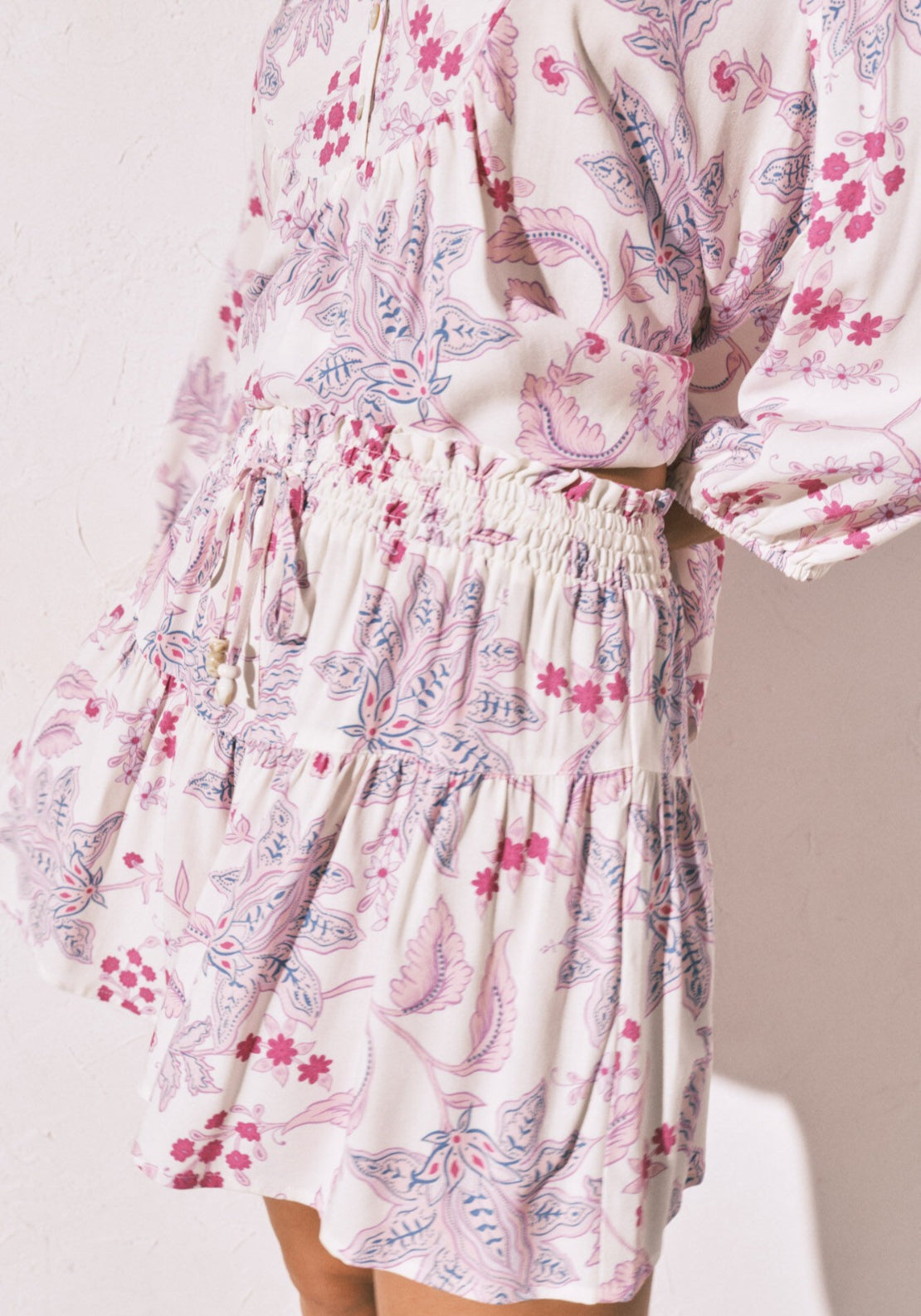 Printed Skirt &amp; Camisole Set - White