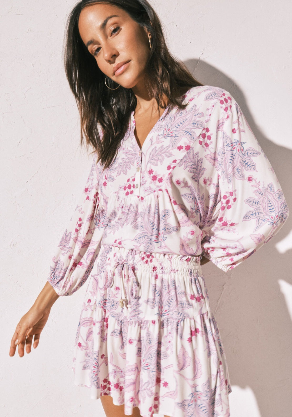 Printed Skirt &amp; Camisole Set - White