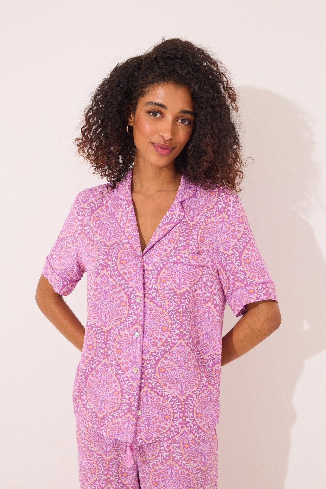 Womensecret Viscose boho print classic pyjamas - Purple 3 Shaws Department Stores