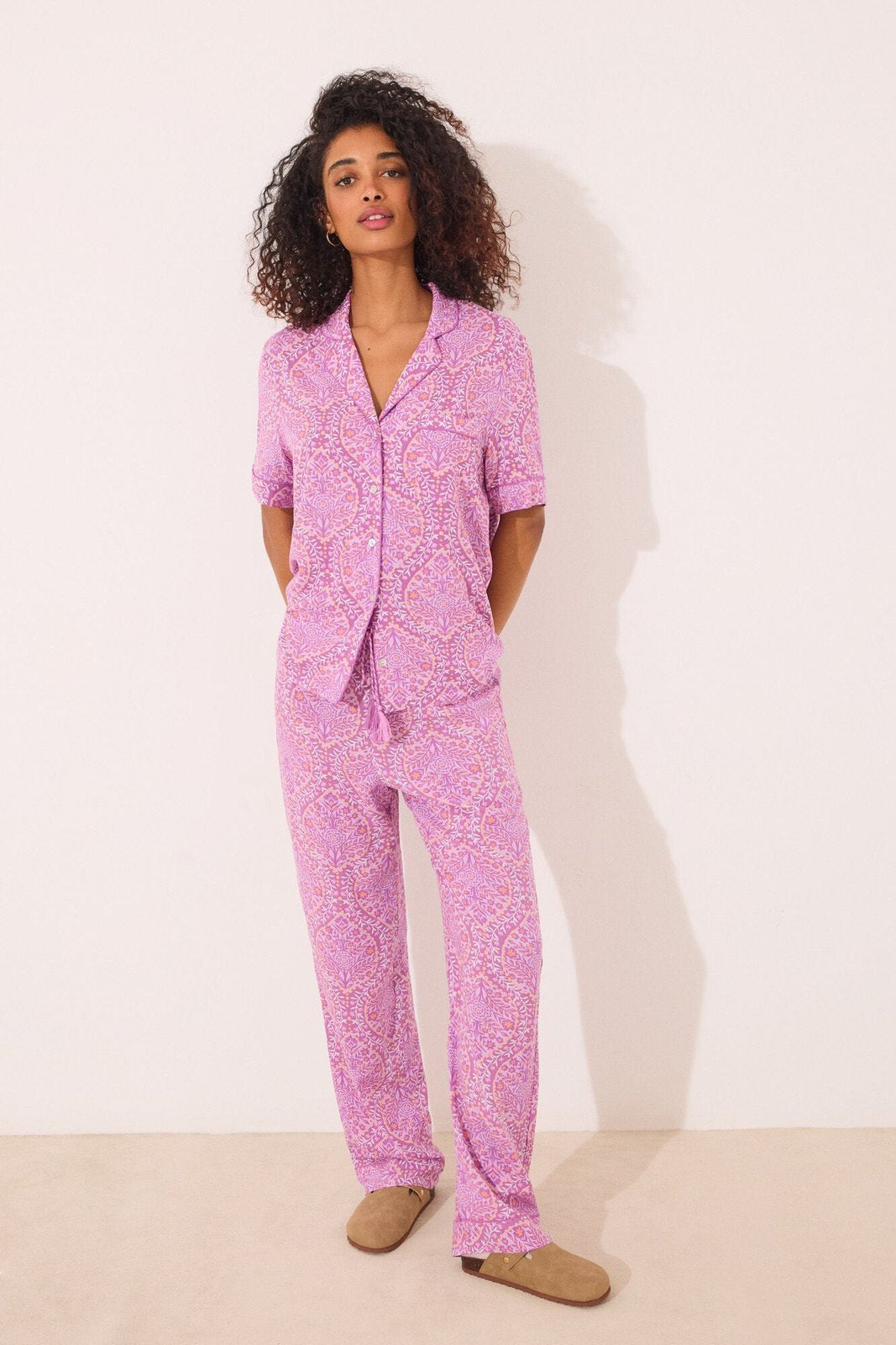 Womensecret Viscose boho print classic pyjamas - Purple 2 Shaws Department Stores