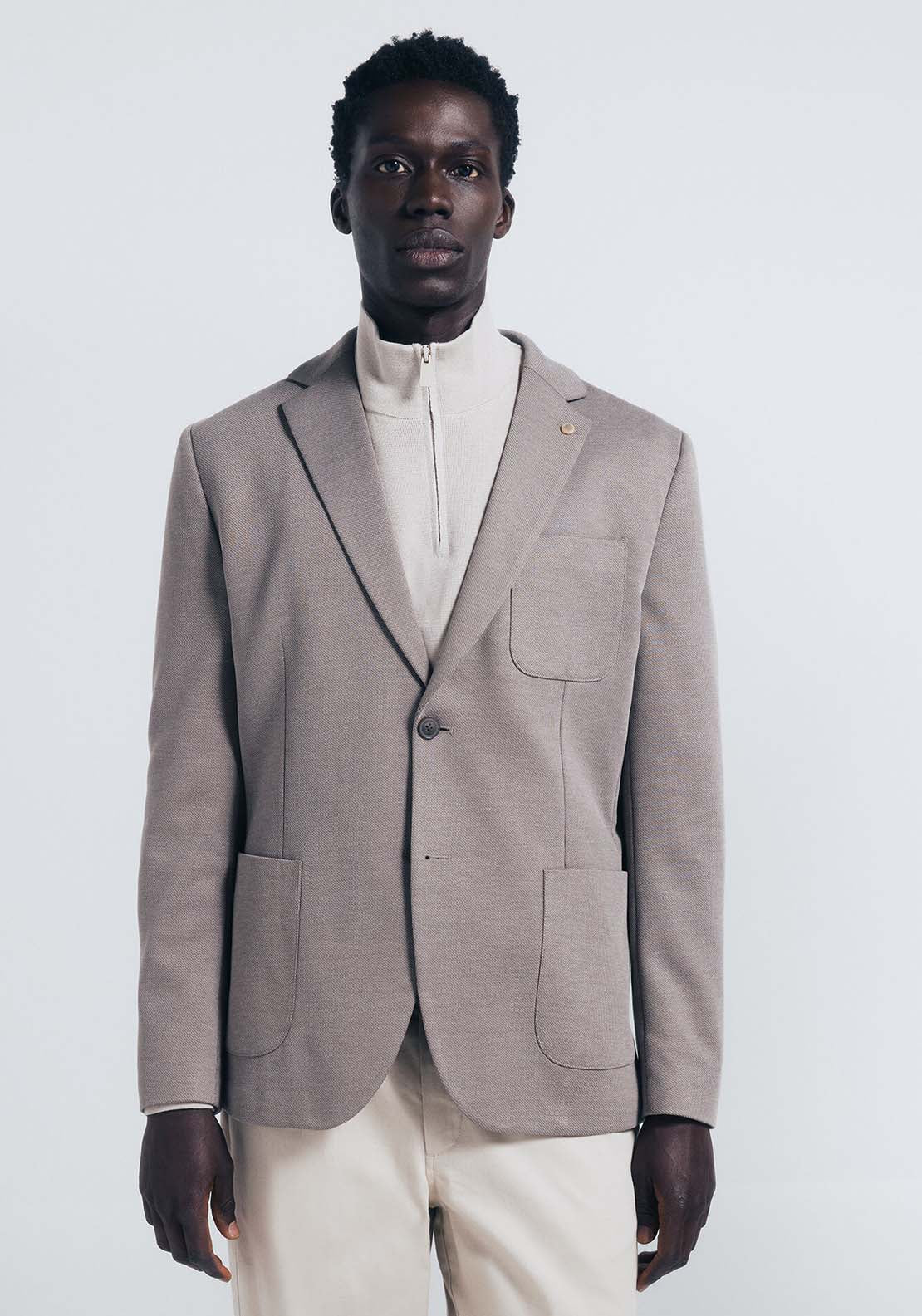 Birdseye Blazer - Beige