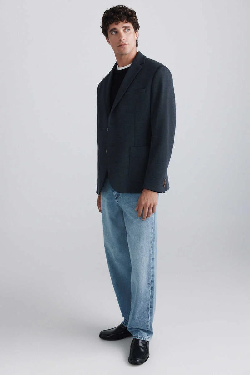 Pique Melange Blazer - Blue