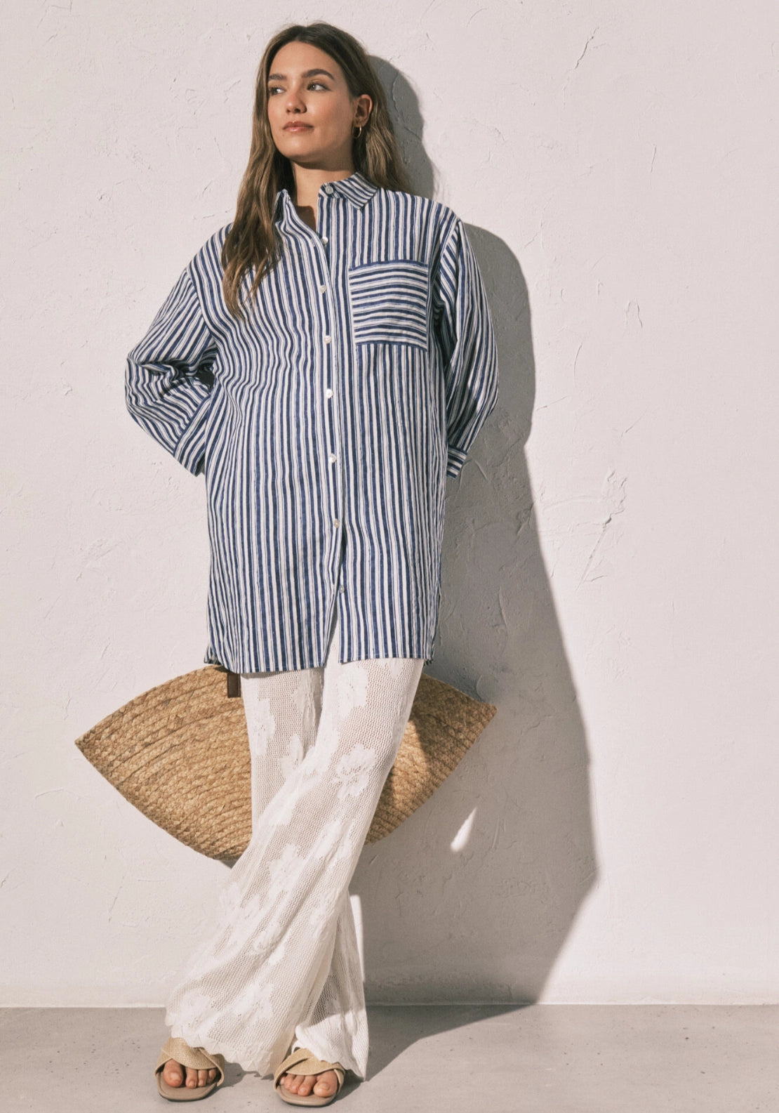 Striped Short PJ Cami - Blue