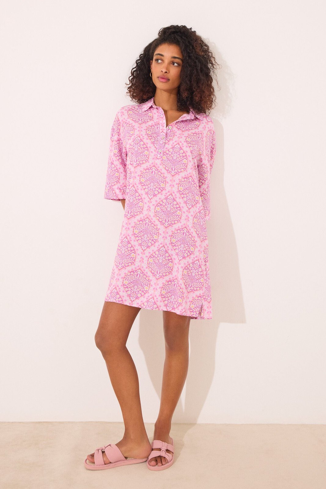 Womensecret Viscose camisole with allover boho print - Pink 1 Shaws Department Stores