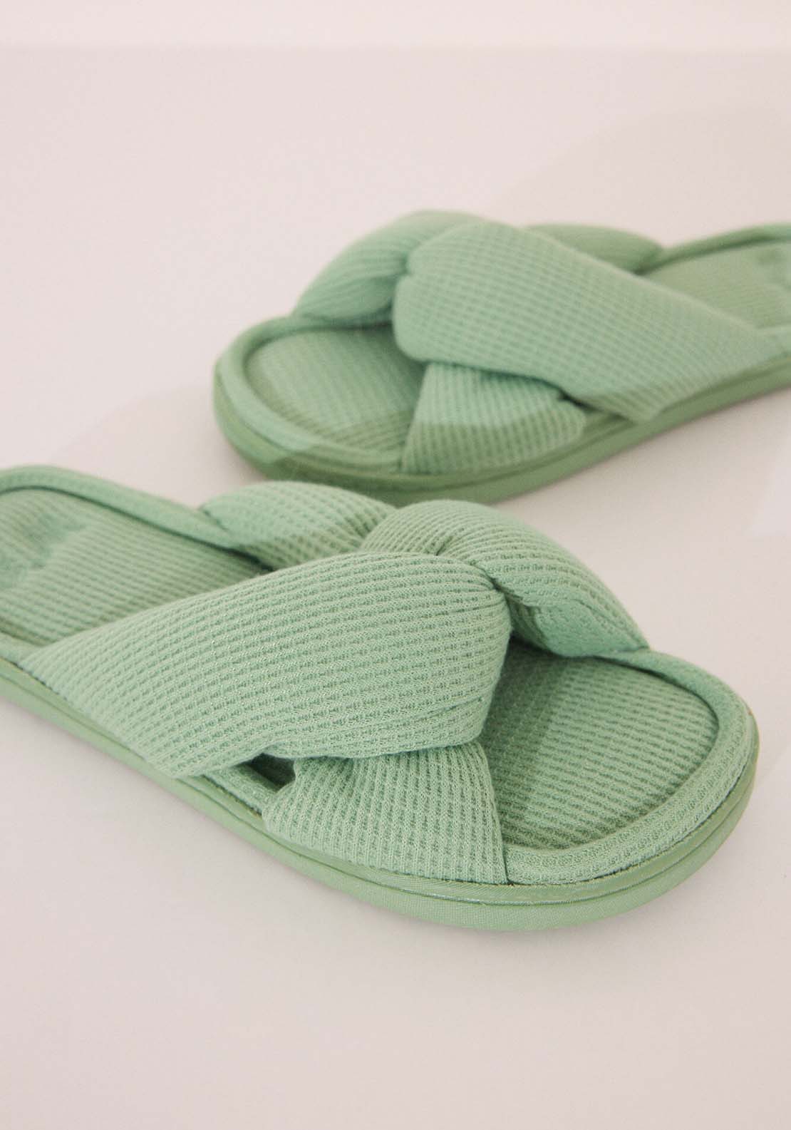 Open Shower Slippers - Green