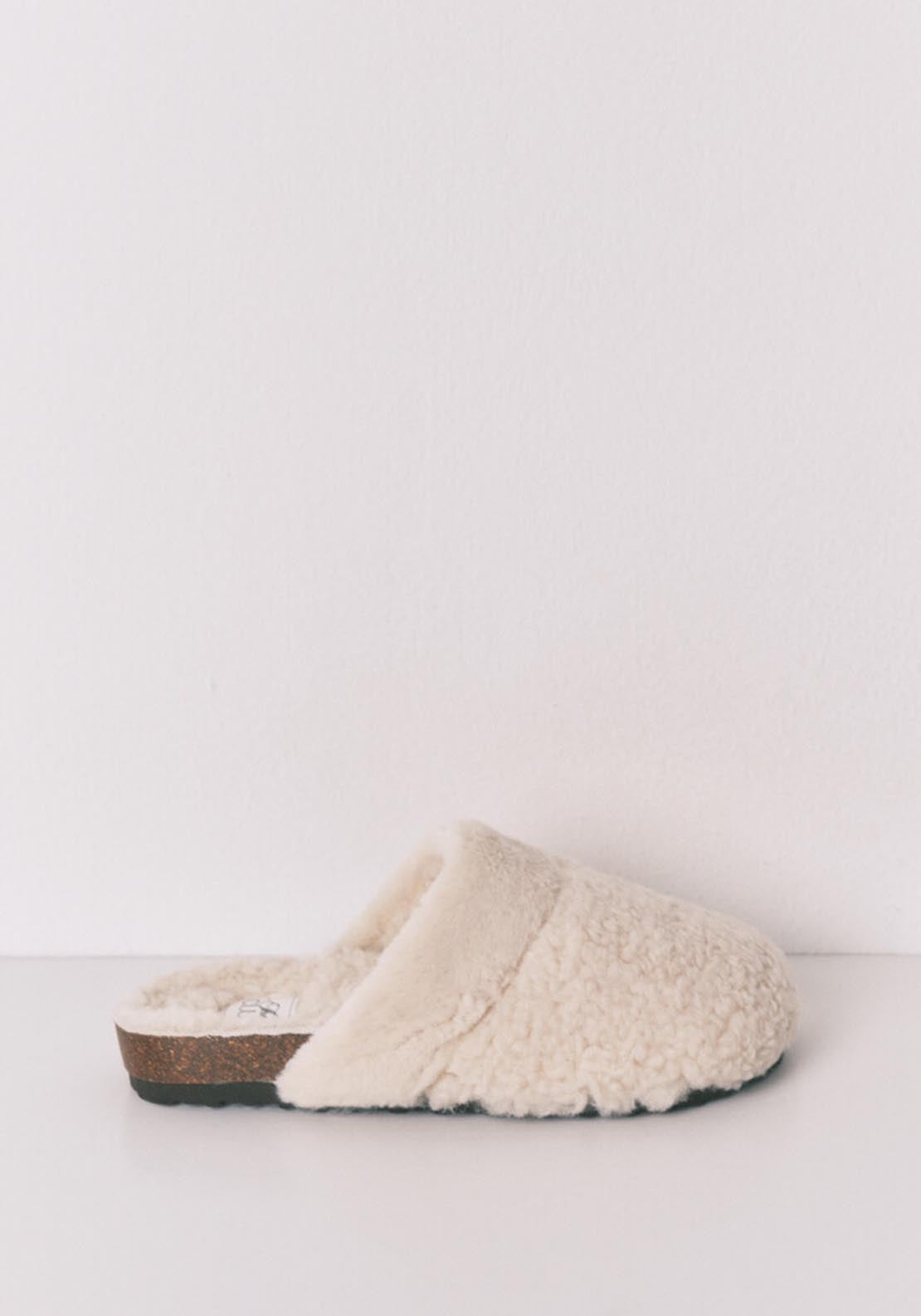 Sheepskin Faux Shearling Slippers - Ivory