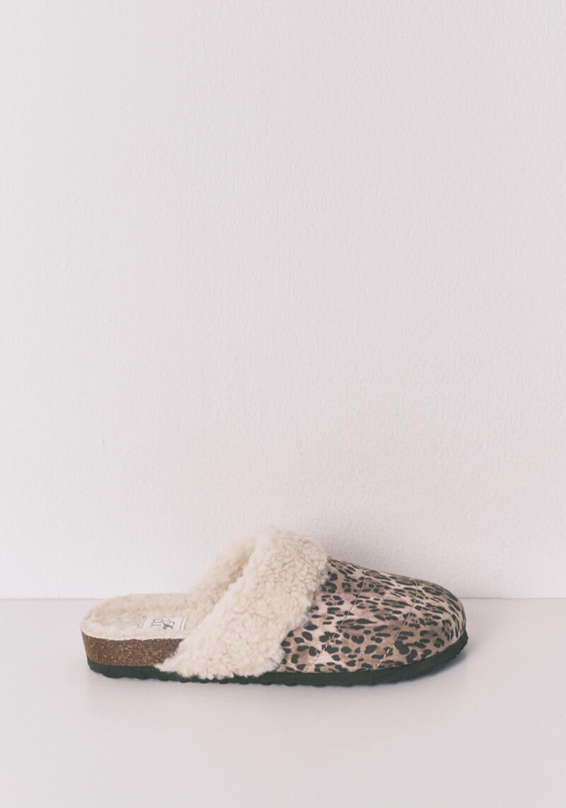 Animal Print Sheepskin Faux Shearling Slippers - Brown
