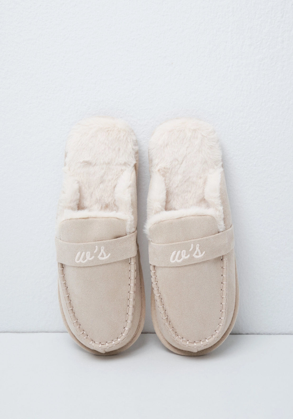 Open Lined Loafer Slippers - White