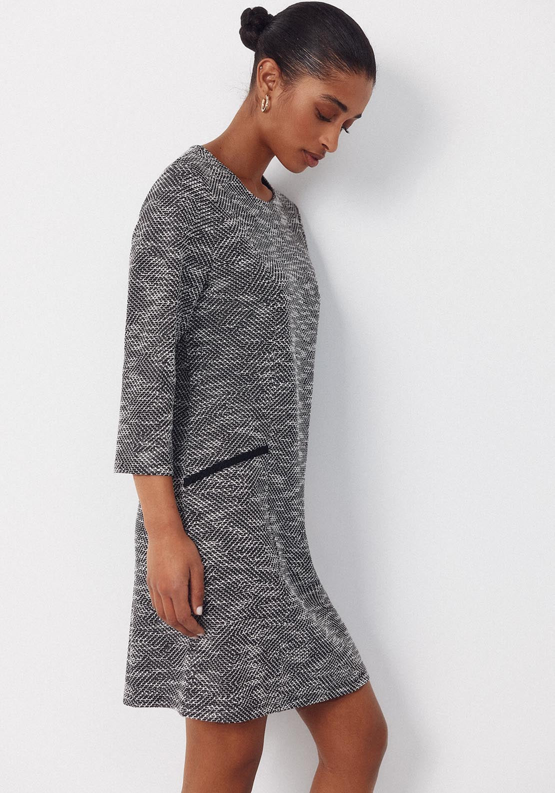 Short Tweed Dress - Burgundy