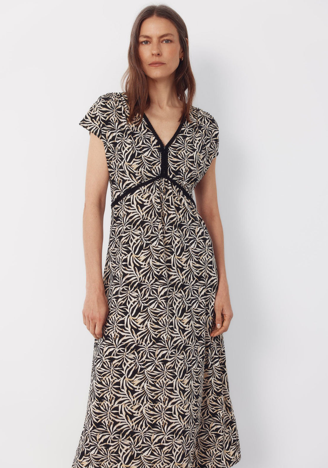 Cortefiel Braided Floral Print Dress - Grey 5 Shaws Department Stores
