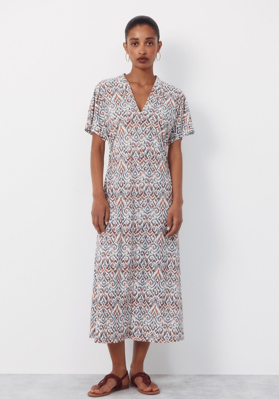 Cortefiel Printed Jersey Dress - Multicoloured 1 Shaws Department Stores
