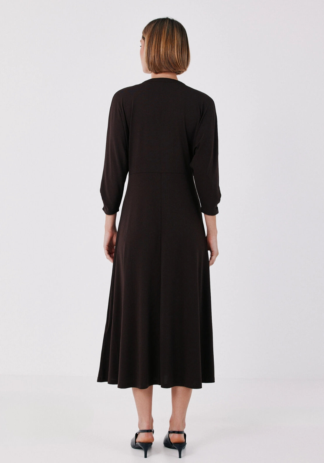 Fluid Stretch Dress - Dark Brown