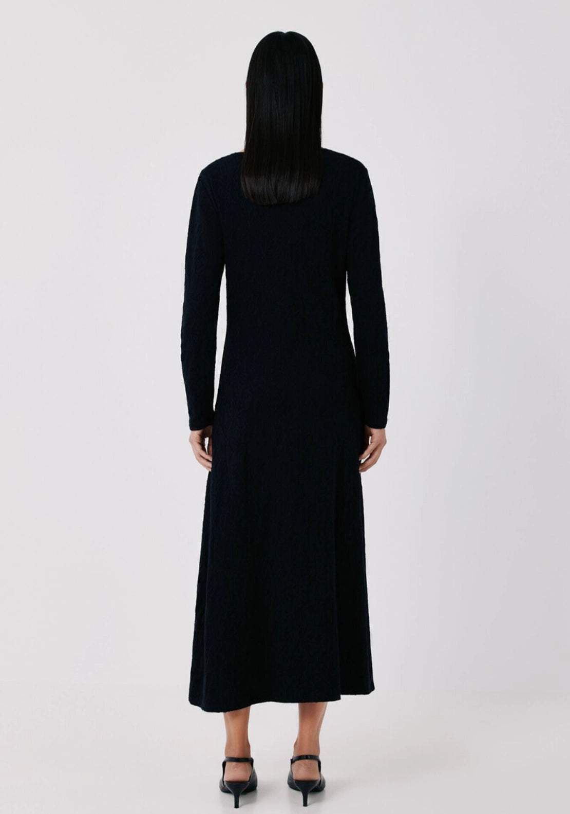 Floral Jacquard Knit Dress - Black