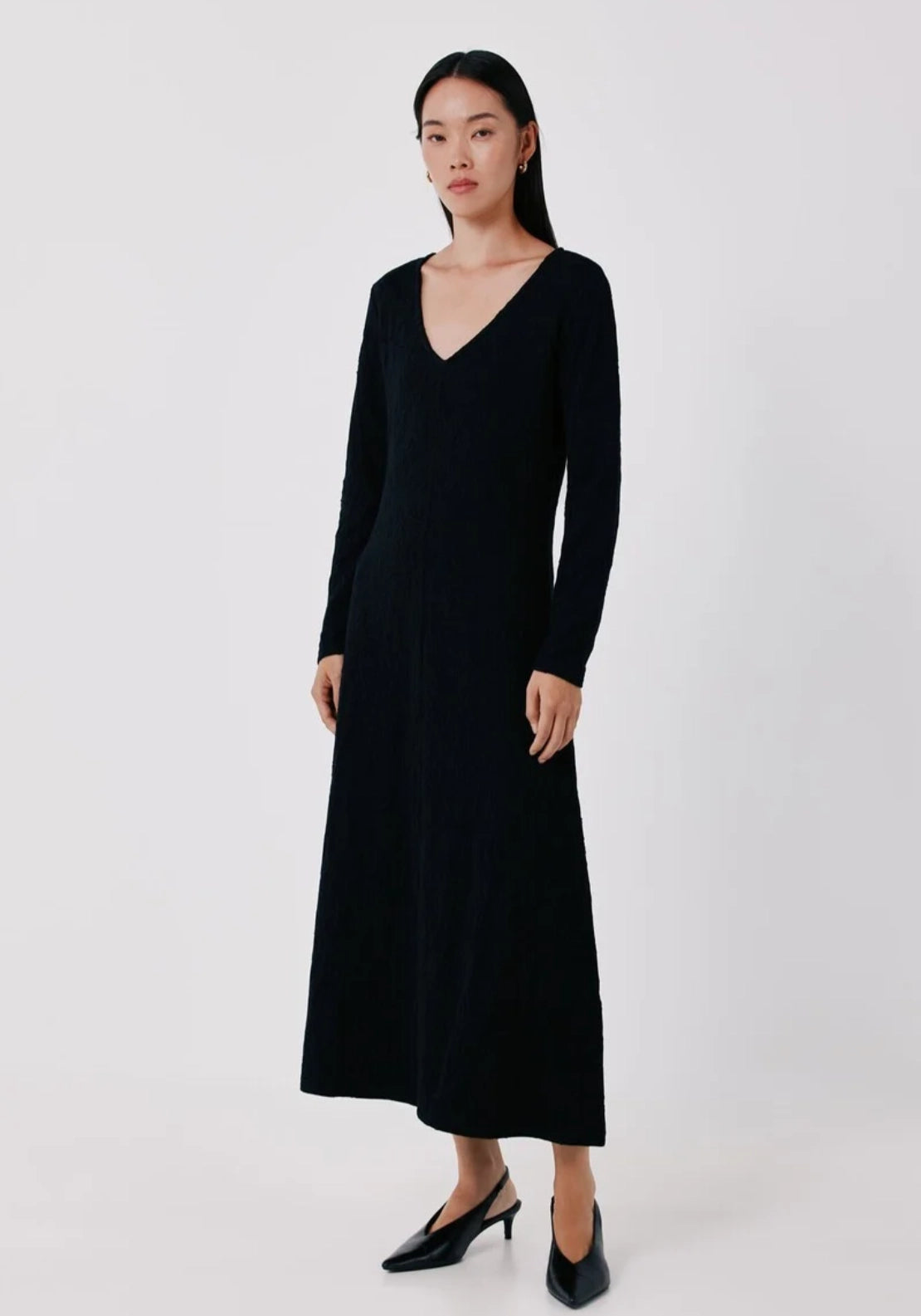Floral Jacquard Knit Dress - Black