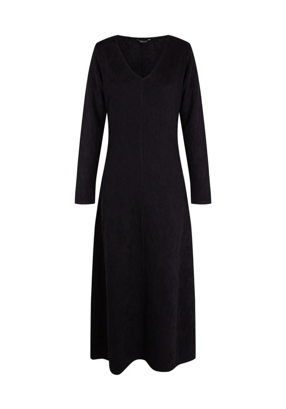 Floral Jacquard Knit Dress - Black