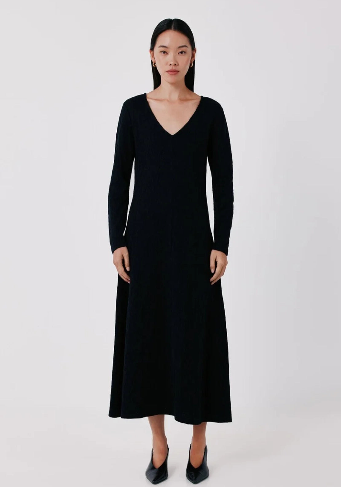 Floral Jacquard Knit Dress - Black