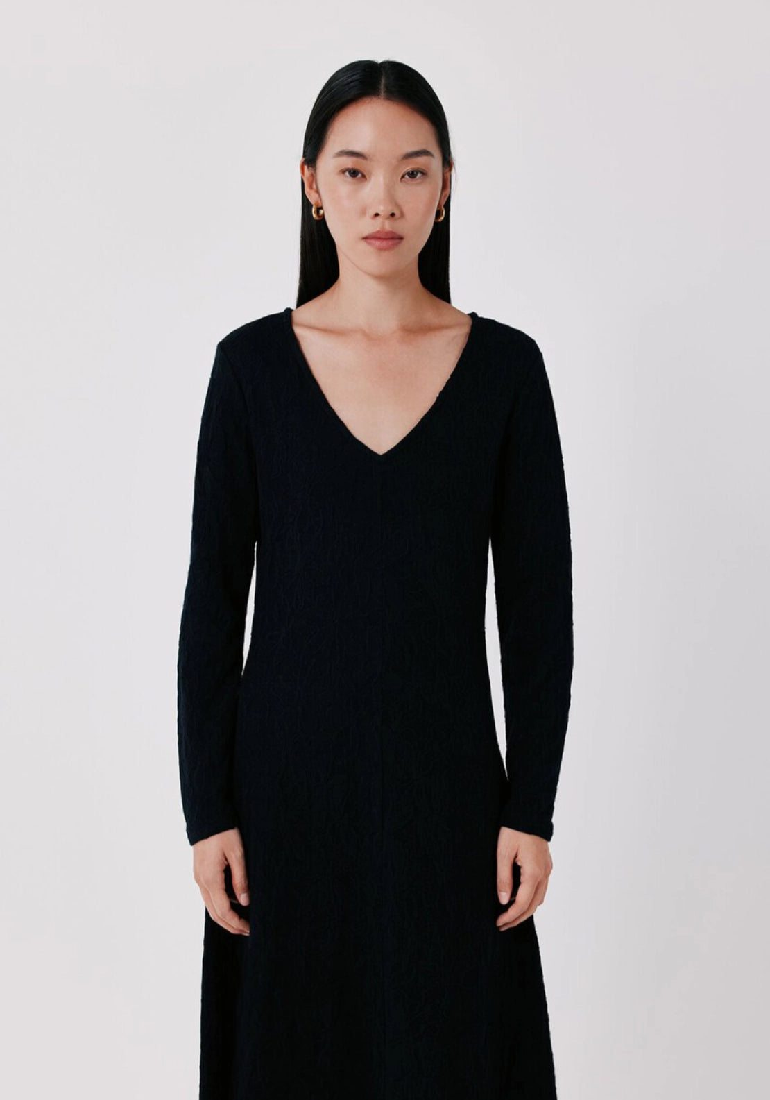 Floral Jacquard Knit Dress - Black