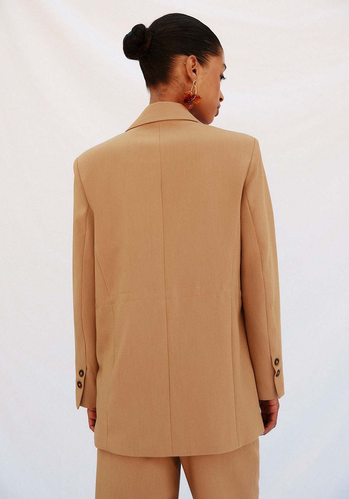 Flap Neck Blazer - Beige