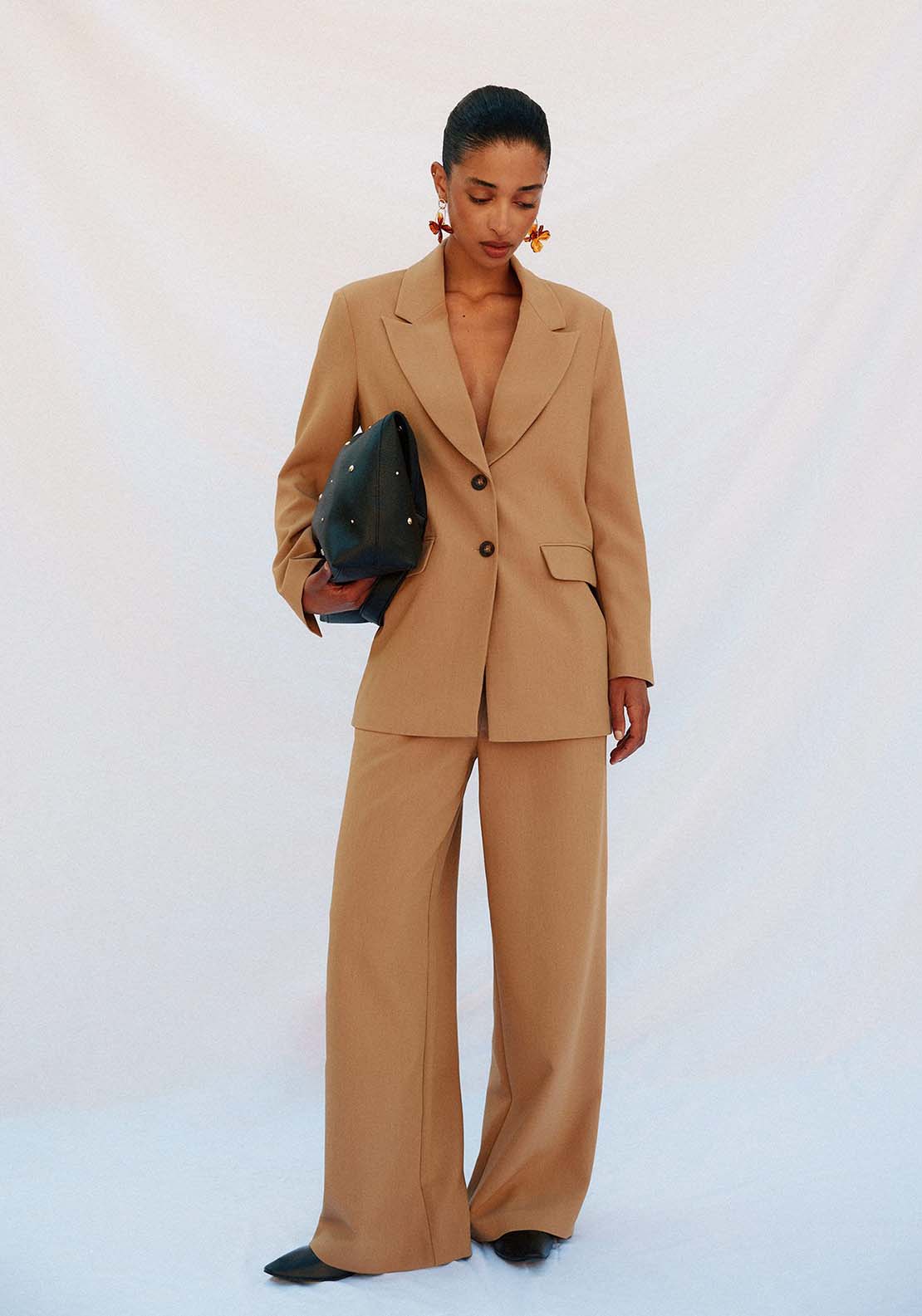 Flap Neck Blazer - Beige