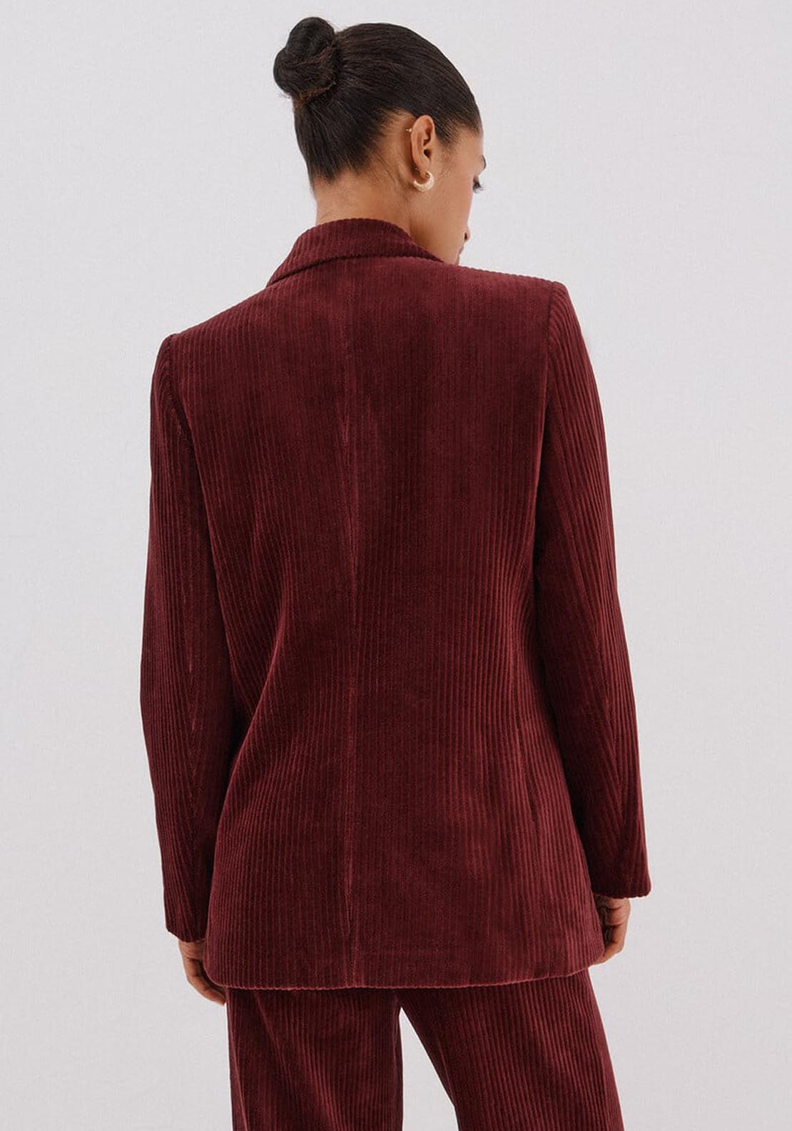 Cortefiel Double Corduroy Blazer - Red 2 Shaws Department Stores