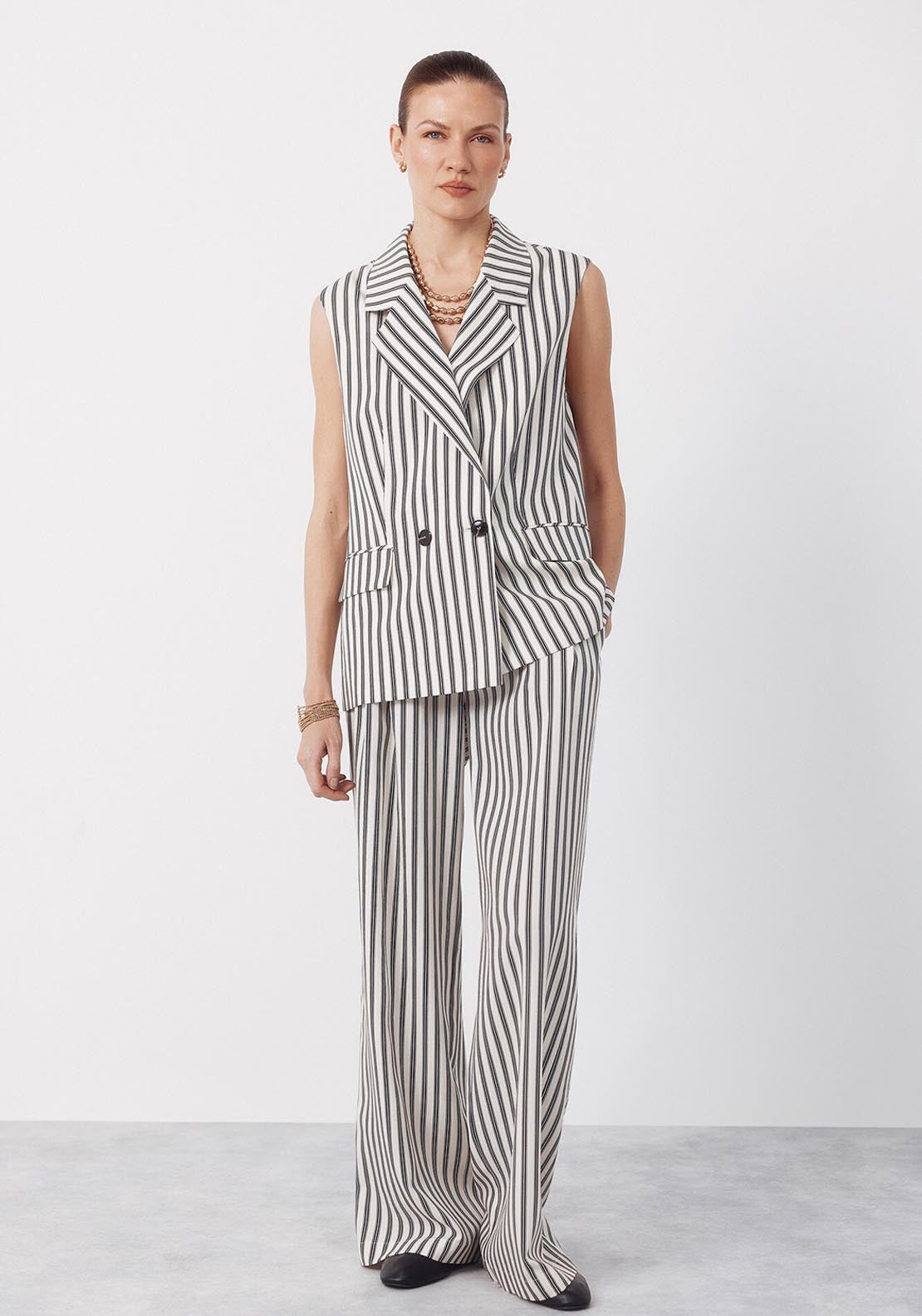 Cortefiel Long Striped Suit Vest - Printed 5 Shaws Department Stores