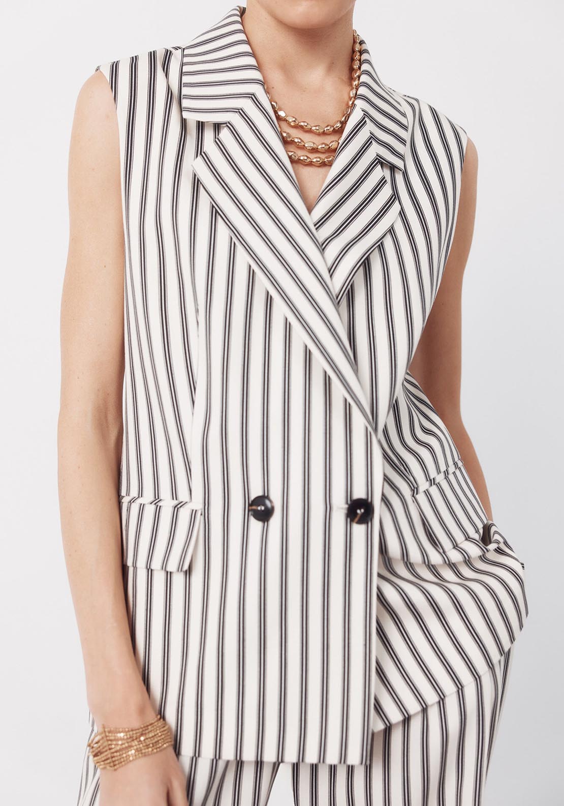 Cortefiel Long Striped Suit Vest - Printed 1 Shaws Department Stores