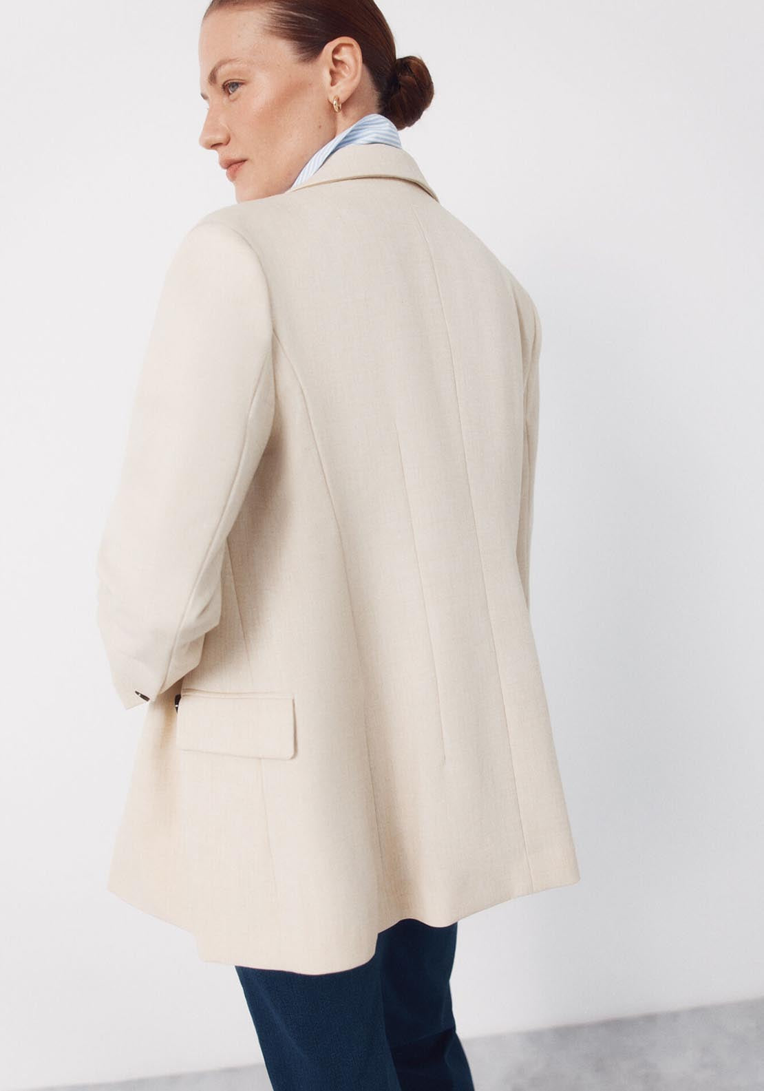 Blazer With Large Lapels - Cream