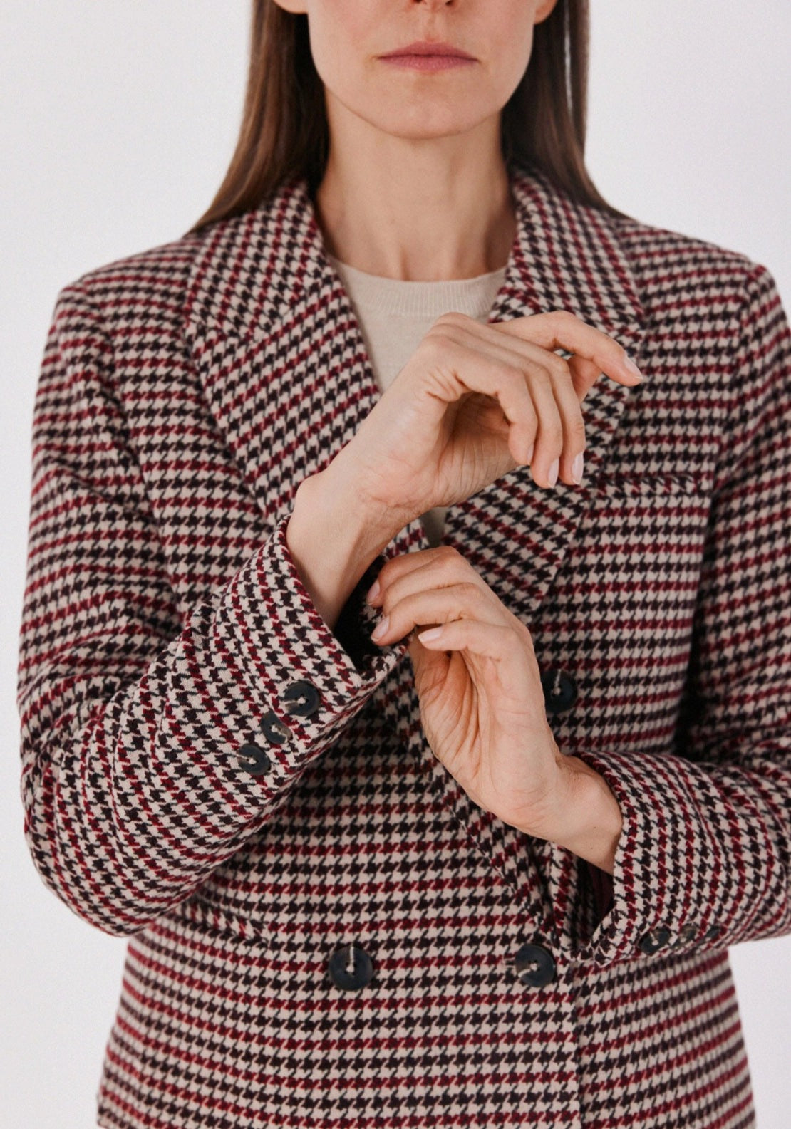 Cropped Double Breasted Blazer - Maroon