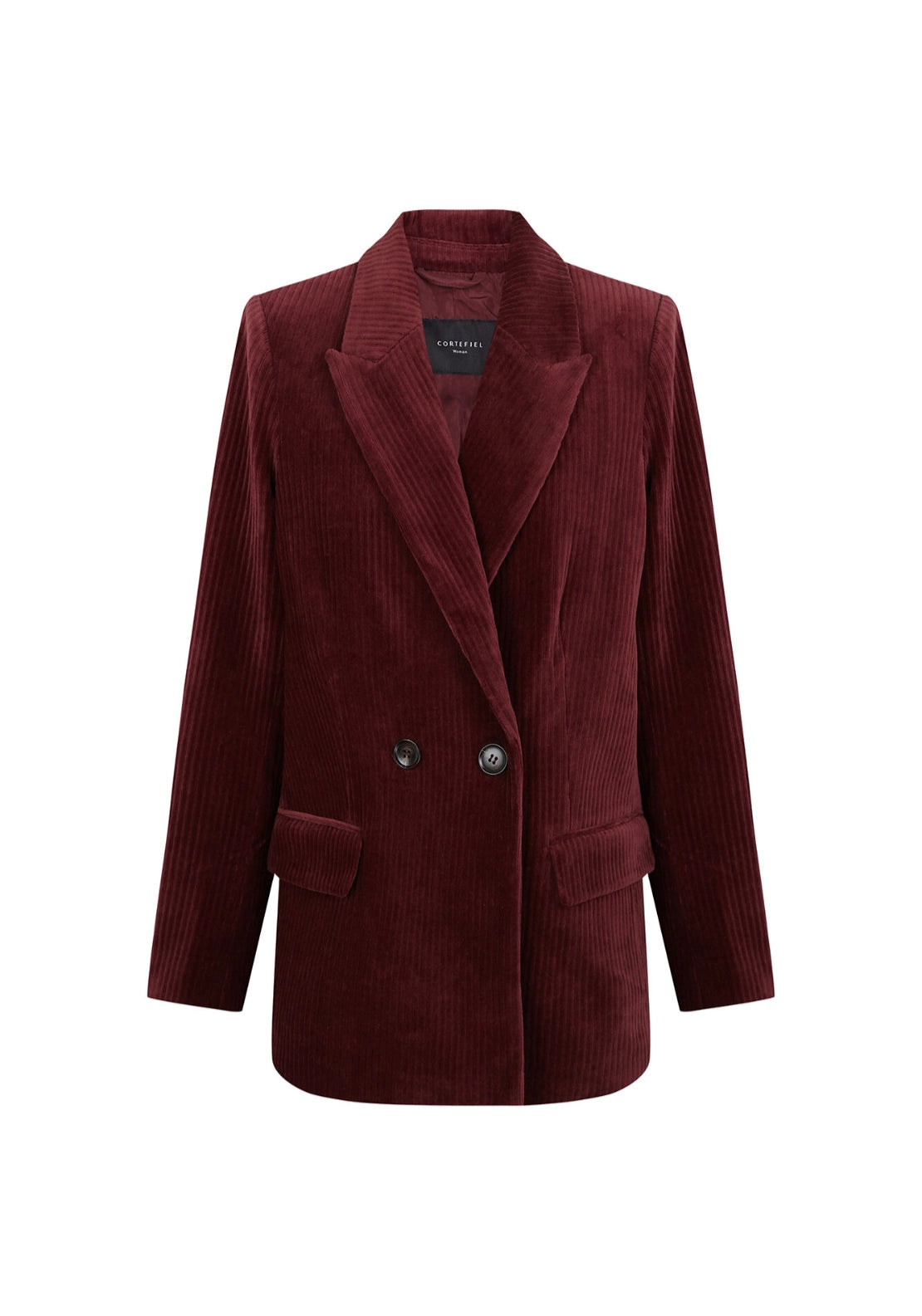 Soft Corduroy Double Breasted Blazer - Red