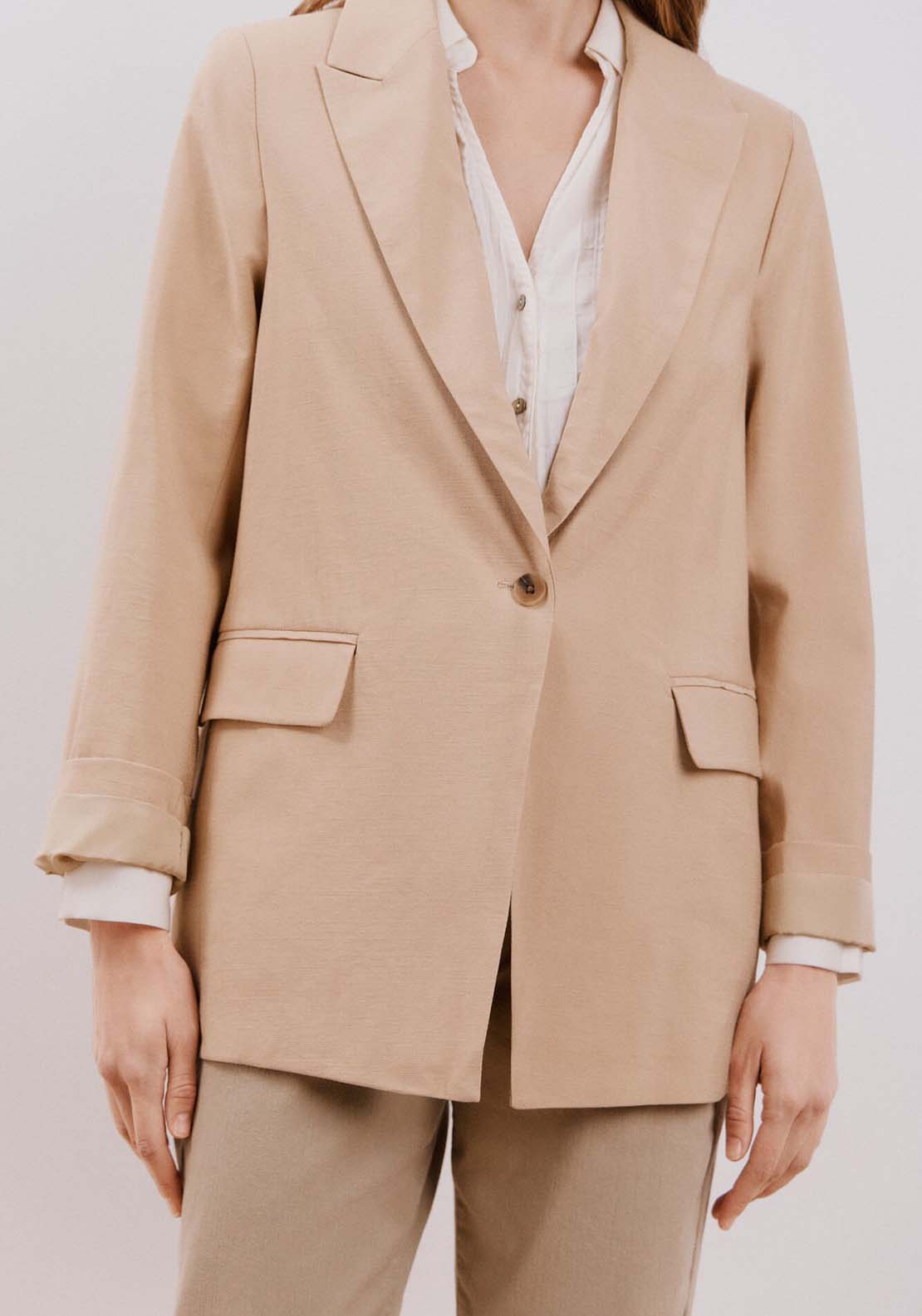 Cortefiel Light blazer - Beige/camel 2 Shaws Department Stores