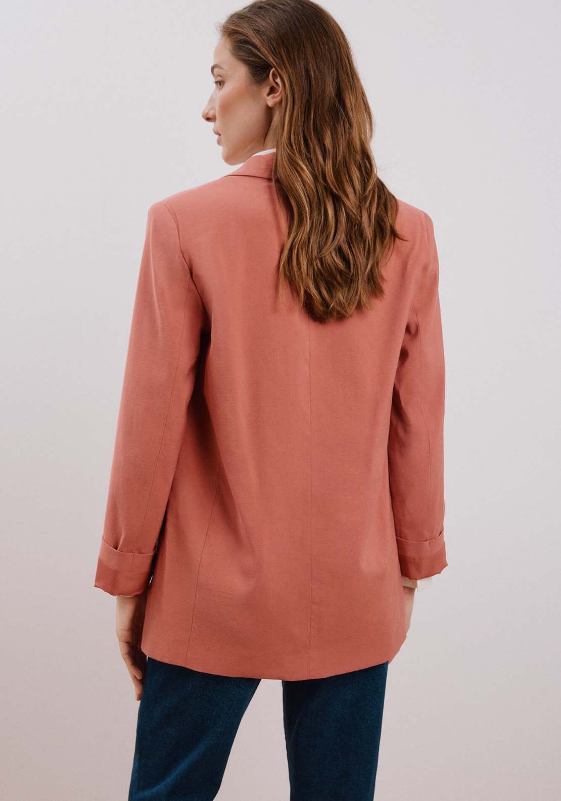 Cortefiel Light blazer - Pink 4 Shaws Department Stores
