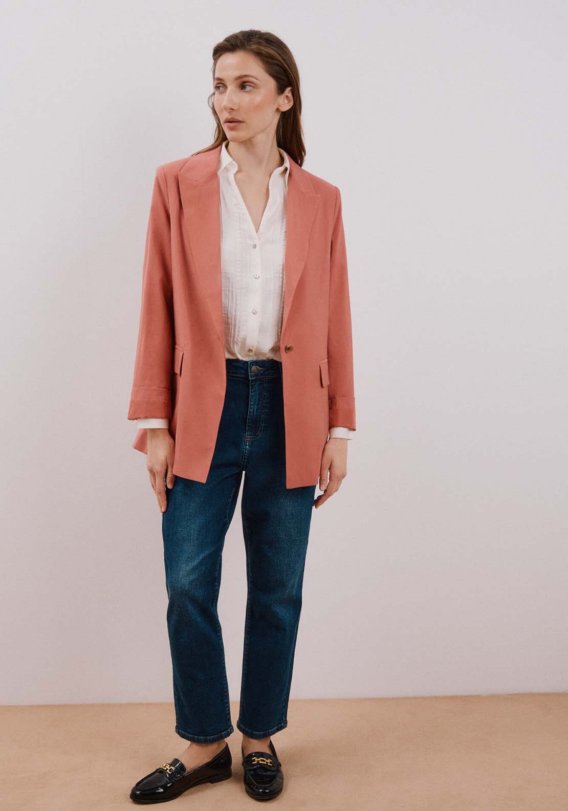 Cortefiel Light blazer - Pink 2 Shaws Department Stores